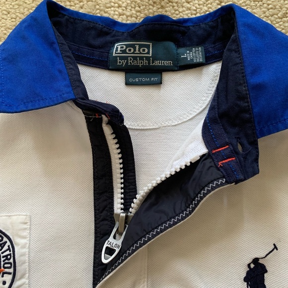 Ralph Lauren Men's Blue and White Polo Shirt
Zipper front- 100% cotton - Picture 3 of 5